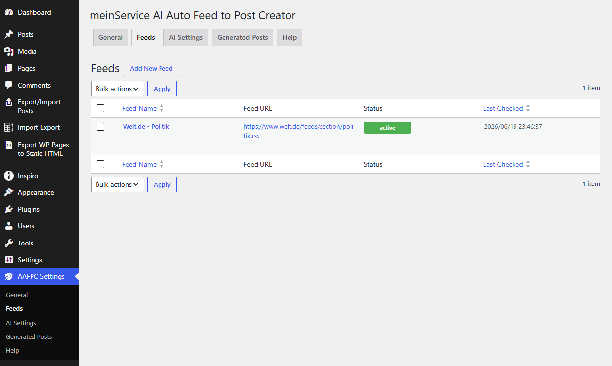 Screenshot 2: AAFPC Feeds