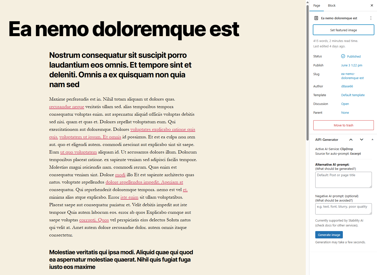 Screenshot 2: Beitragsbildgenrierung anstoßen