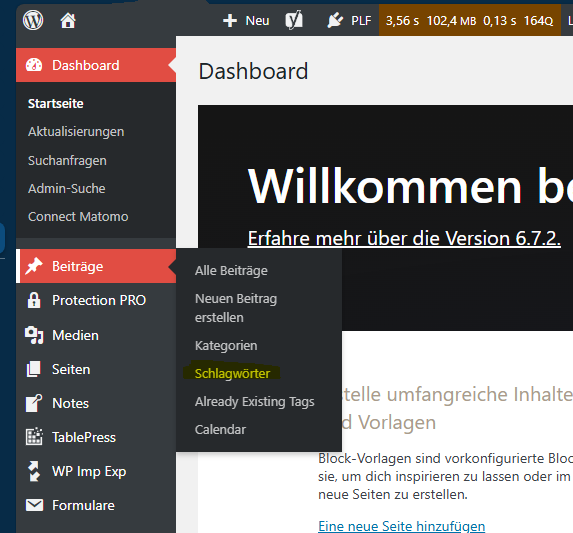 Screenshot 3: Schlagworterfassung
